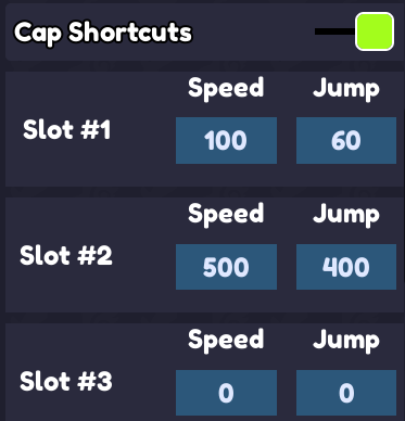 Cap Shortcuts Setting