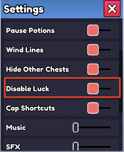Disable Luck Setting