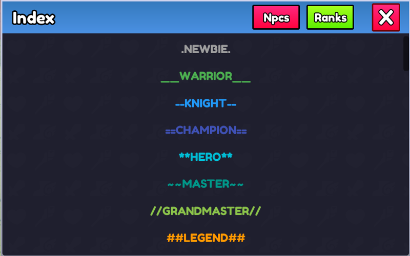 Ranks Tab