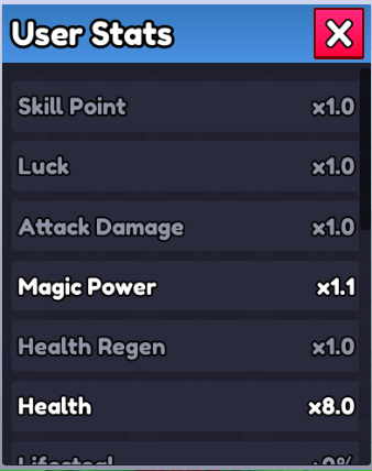User Stats Screen